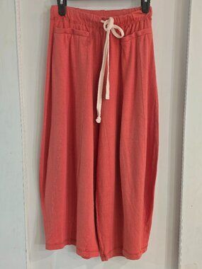 Intimately Free People Coral Linen Cotton Wide Leg Harem Pants Cropped Size XS